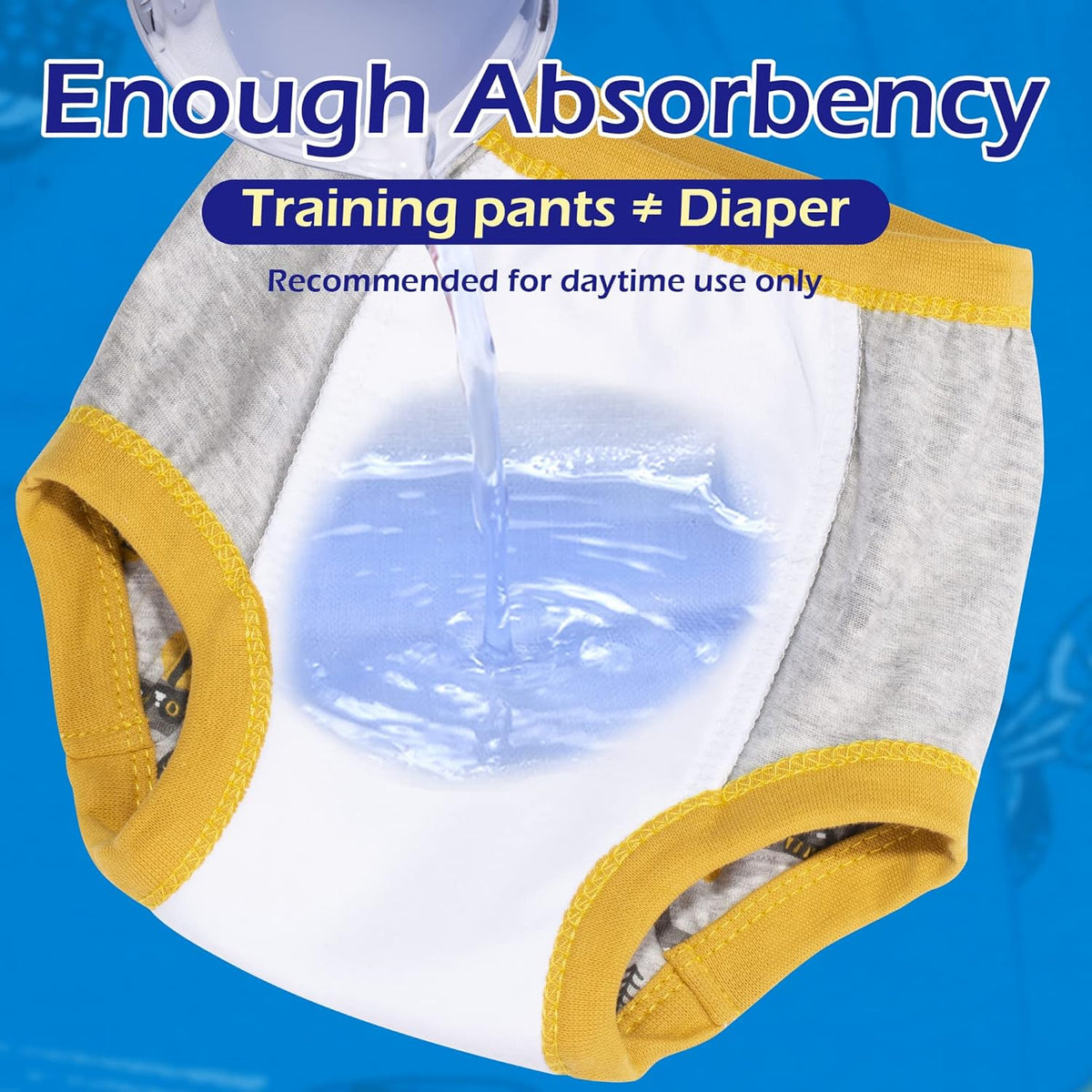 BIG ELEPHANT Potty Training Underwear - 10 Pack, 100% Cotton Absorbent Unisex Toddler Pee Pants for