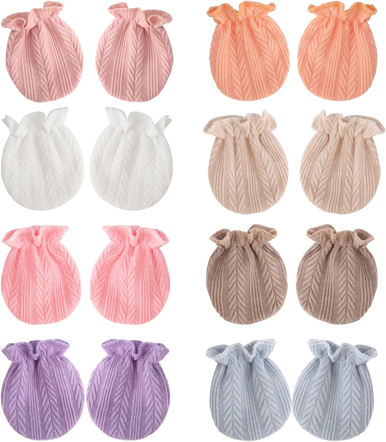 BQUBO Newborn Infant Toddler Mittens No Scratch Cotton Elastic Wrist Gloves Hypoallergenic for 0-6