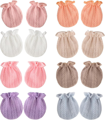 BQUBO Newborn Infant Toddler Mittens No Scratch Cotton Elastic Wrist Gloves Hypoallergenic for 0-6