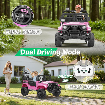 2 Seater Ride On Car Truck with Remote Control XL, Kids 24V Battery Powered Electric Vihicle w/21