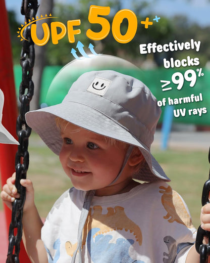 FURTALK Baby Sun Hat Smile Face Toddler Boys Girls Bucket Hat 0-5 Years Kids UPF 50+ Sun Protection