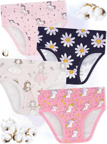 Girls' Underwear,Soft Cotton Tagless Panties for Toddlers' & Little Kids Comfort,Breathable