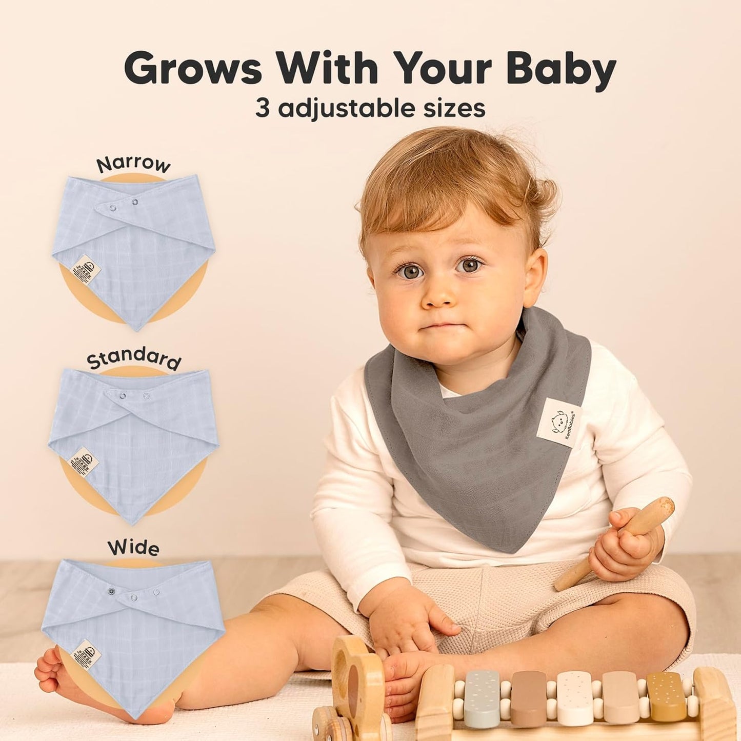 8-Pack Muslin Baby Bibs for Boys, Girls - Muslin Bandana Drool Bibs for Baby Girl & Boy, Drooling