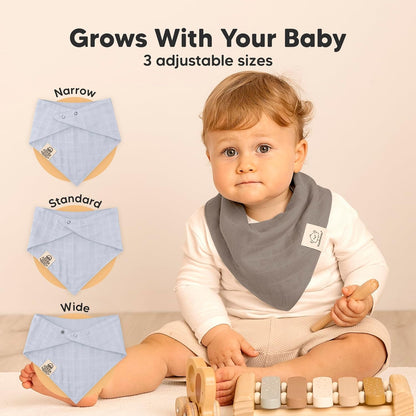 8-Pack Muslin Baby Bibs for Boys, Girls - Muslin Bandana Drool Bibs for Baby Girl & Boy, Drooling