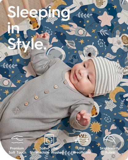 Graco Pack and Play Sheets Fitted, TotBasic Ultra Soft Mini Crib Sheets Boy, Neutral Pack N Play