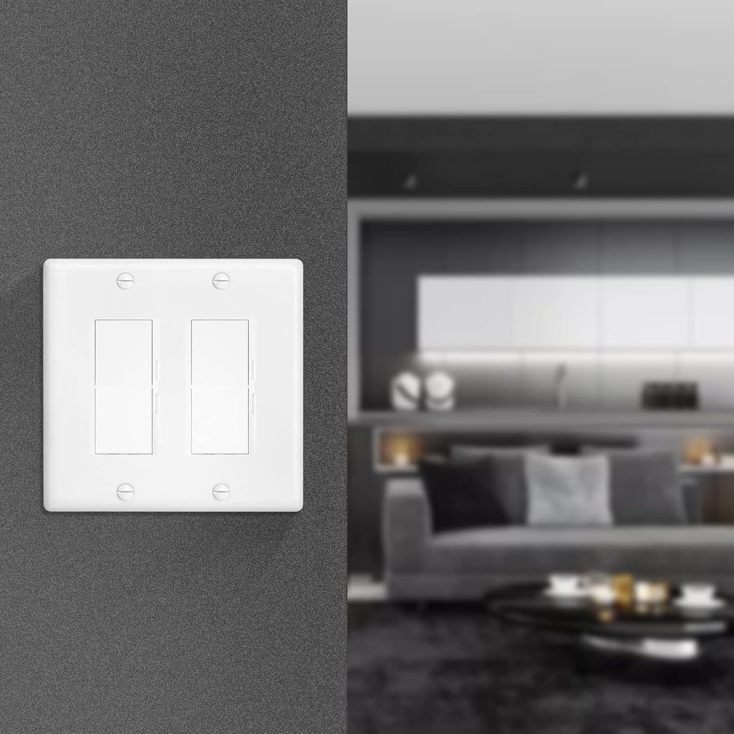 Decorator Wall Plate Double Gang Light Switch Plate Outlet Cover,Unbreakable Polycarbonate