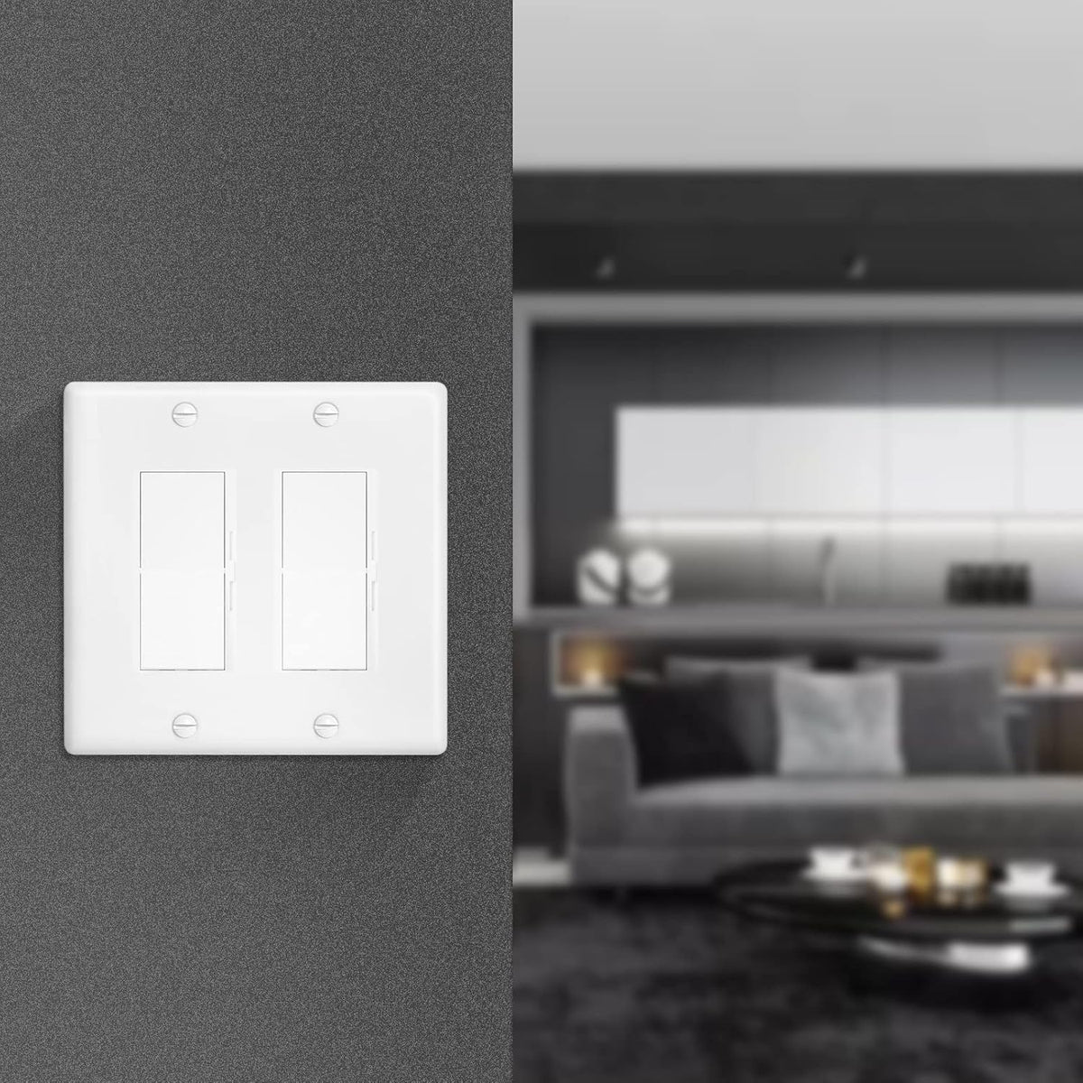 Decorator Wall Plate Double Gang Light Switch Plate Outlet Cover,Unbreakable Polycarbonate