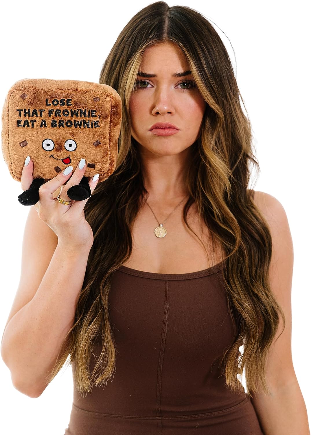 Brownie Foodie Plushie, Funny Pun Meme Gag Gift, White Elephant, Stocking Stuffer Present, Great