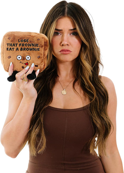 Brownie Foodie Plushie, Funny Pun Meme Gag Gift, White Elephant, Stocking Stuffer Present, Great
