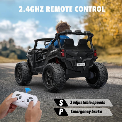24V 2 Seater Ride on Car Truck, 4x200W, EVA Tires, 4WD/2WD, Rainbow Lights, Remote Control, Shock