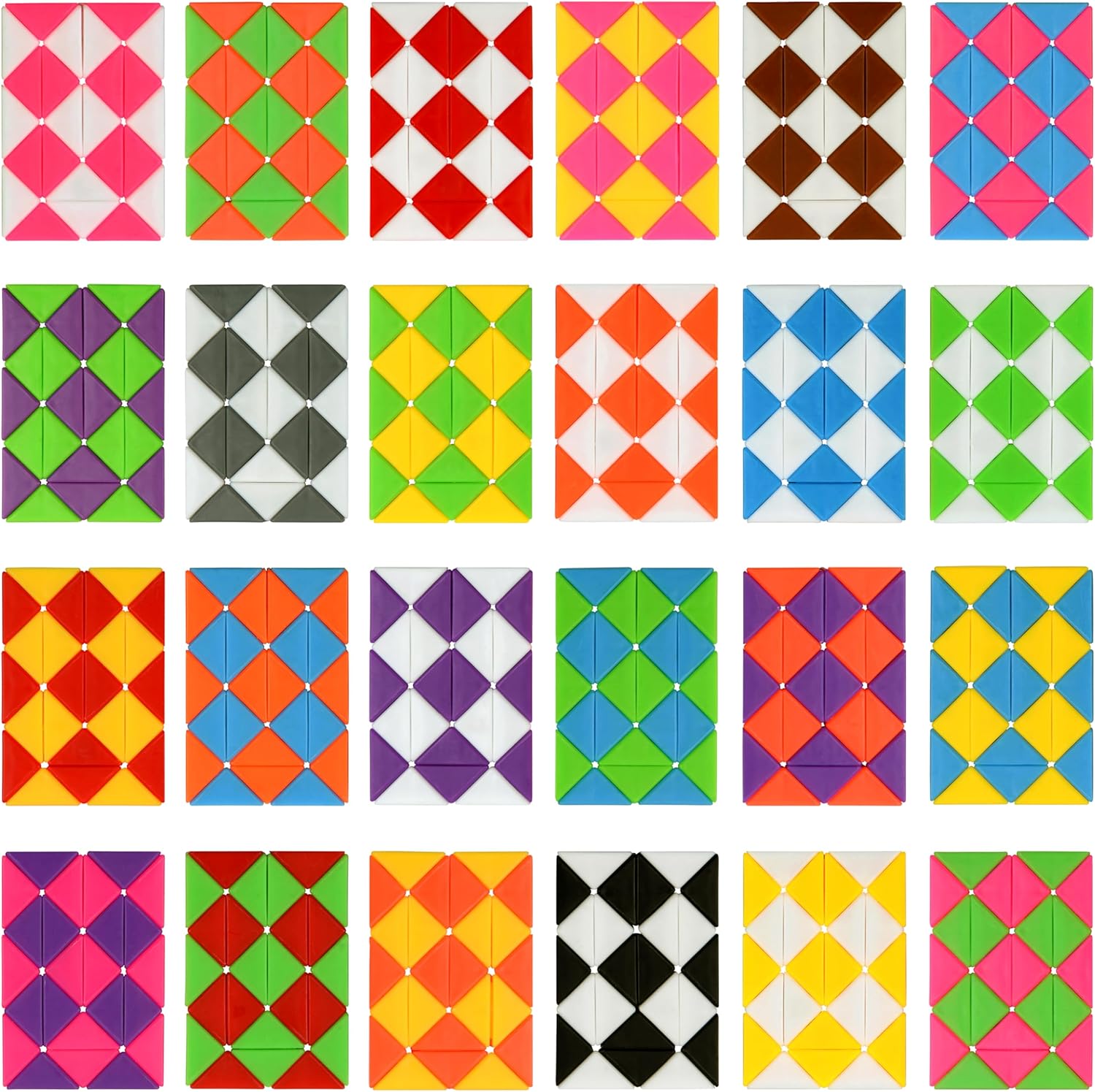 26 Pack 24 Blocks Magic Snake Cube Toy,Fidget Mini Snake Cube Puzzle Toy for Kids,Mini Plastic