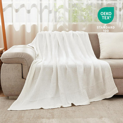 EMME Cotton Blanket Twin XL for Bed Soft Muslin Blankets 66"x90" Lightweight Breathable Layering