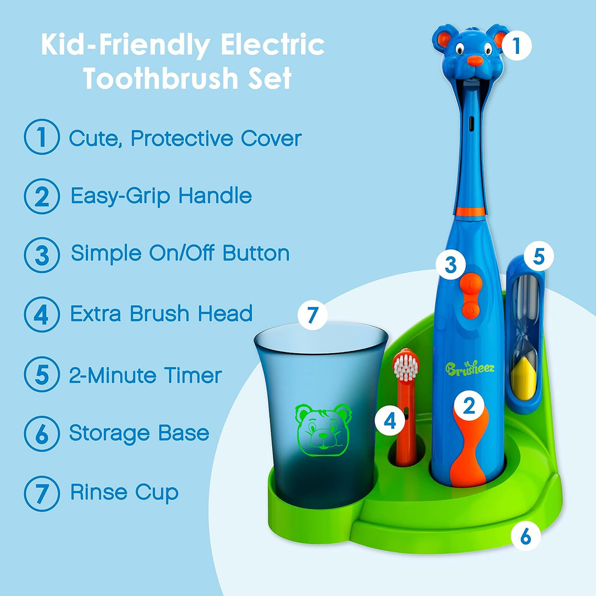 Brusheez Kids’ Electric Toothbrush Set - Safe & Effective for Ages 3+ - Parent Tested & Approved