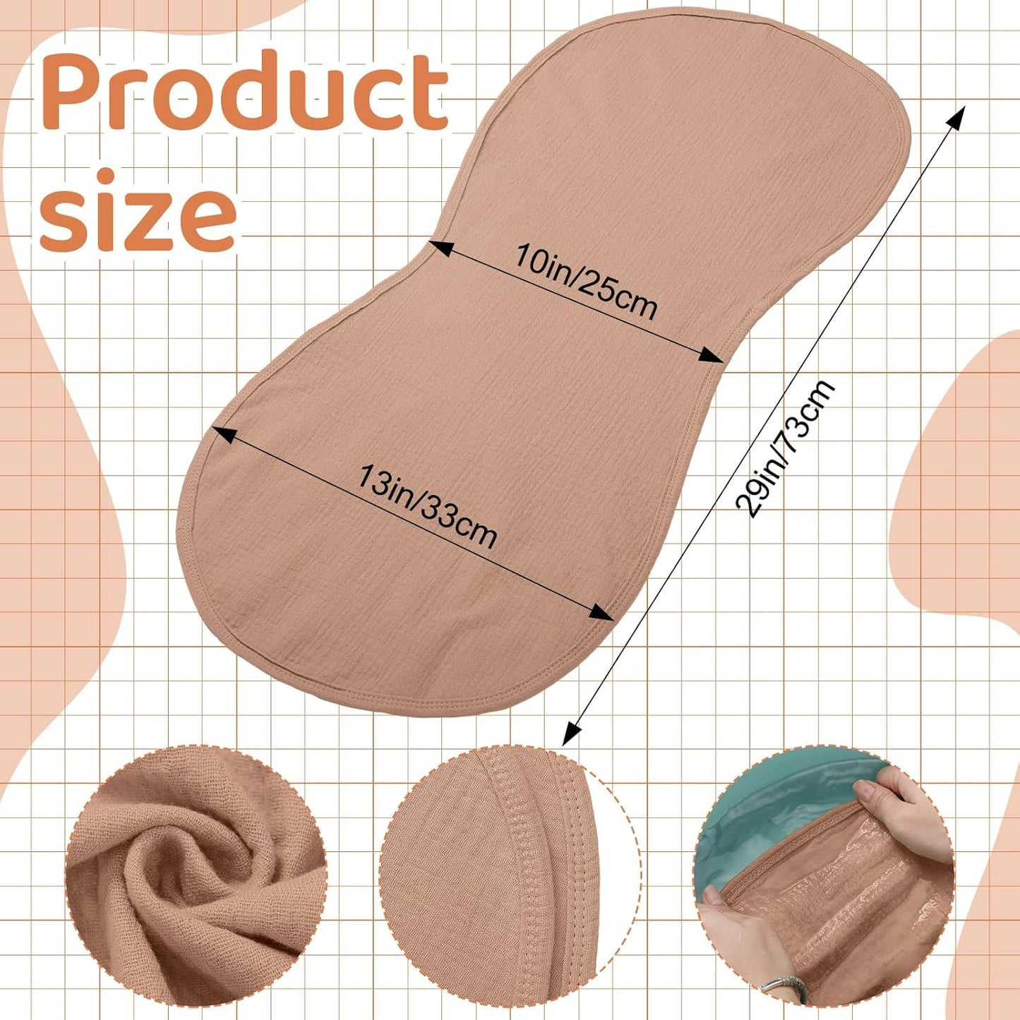 3 Pcs Changing Pad Liners Fits in Peanut Shape Changing Pad Waterproof Diaper Mats Organic Cotton