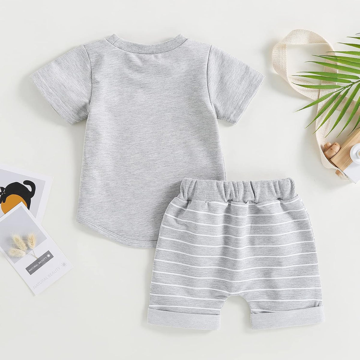 fhutpw Baby Toddler Boy Clothes Summer Outfits 6 12 18 24 Months Patchwork Short Sleeve T Shirt &