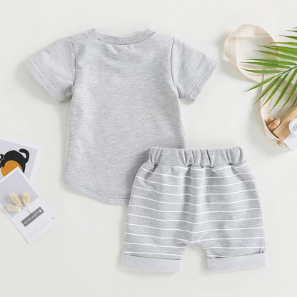 fhutpw Baby Toddler Boy Clothes Summer Outfits 6 12 18 24 Months Patchwork Short Sleeve T Shirt &