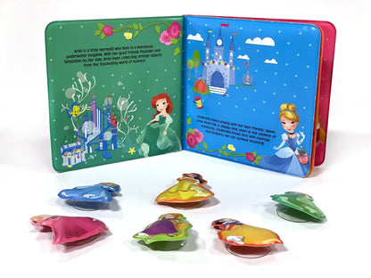 Disney Princess Bath Time Books - Activity Books for kids, Bath book, 6 Padded suction cups, 1 Mesh