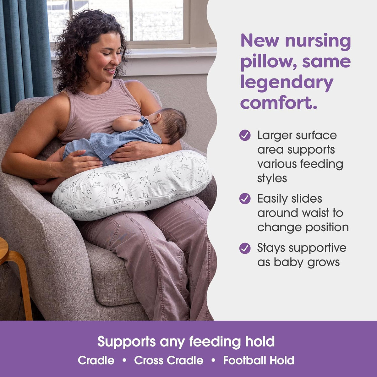 Boppy Nursing Pillow - Ergonomic Bottle & Breastfeeding Pillow with High, Firm, Large Area