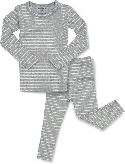 AVAUMA Stripe Pattern Baby Boys Girls Pajama Set Kids Toddler Snug fit Ribbed Sleepwear pjs for