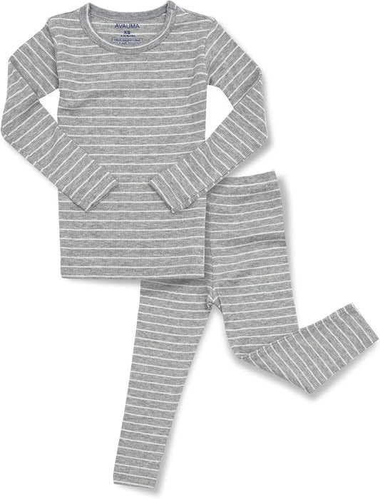 AVAUMA Stripe Pattern Baby Boys Girls Pajama Set Kids Toddler Snug fit Ribbed Sleepwear pjs for