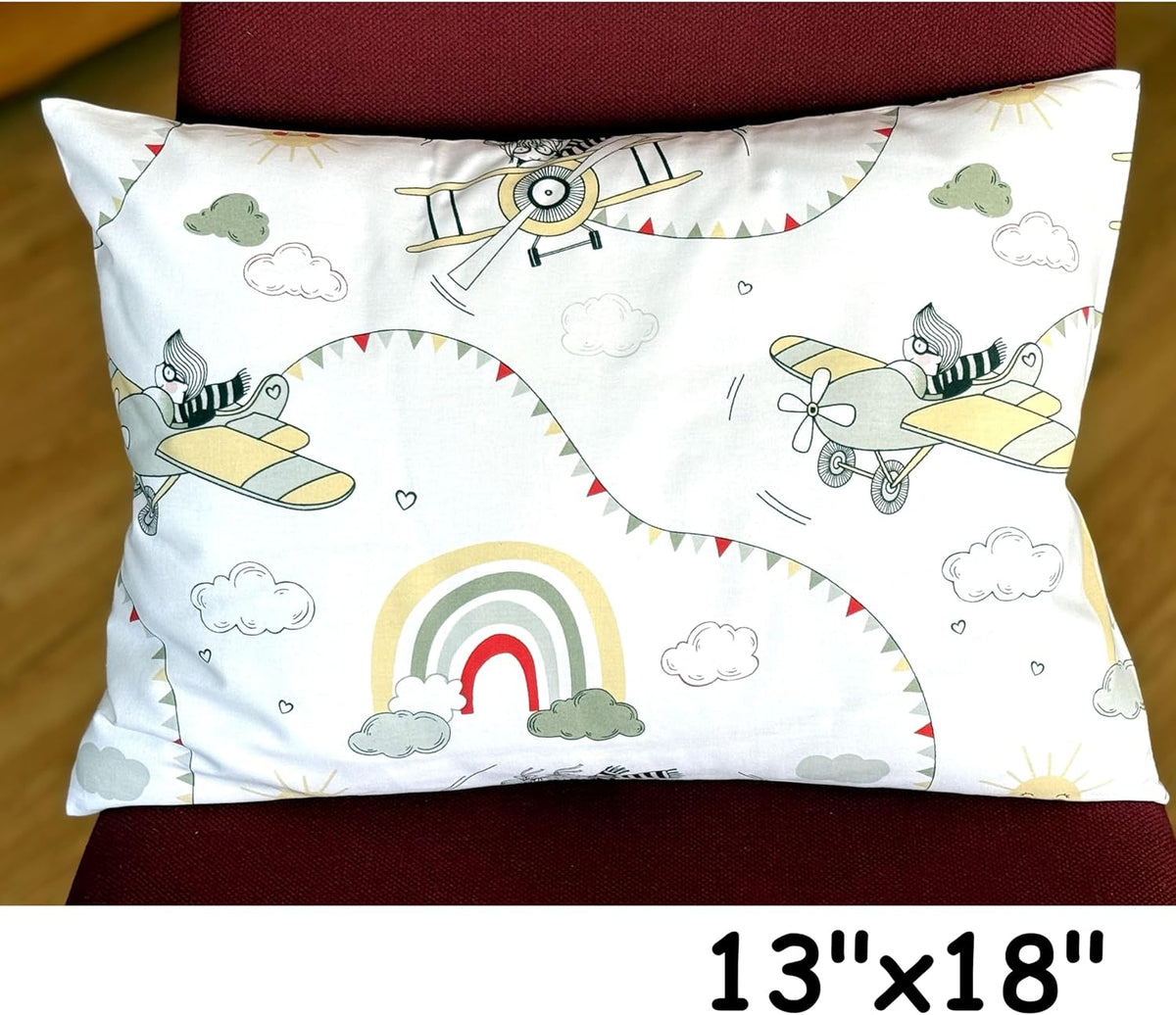 13x18 Toddler Pillowcase - Small Travel Pillow Case Cover Cotton, Kids Pillowcase Airplane Pattern