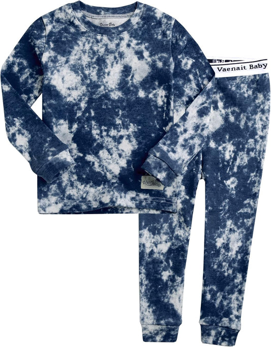VAENAIT BABY 12M-12Y Toddler Kids Boys Girls 100% Cotton Marbling Tiedye Sung Fit Sleepwear Pajamas