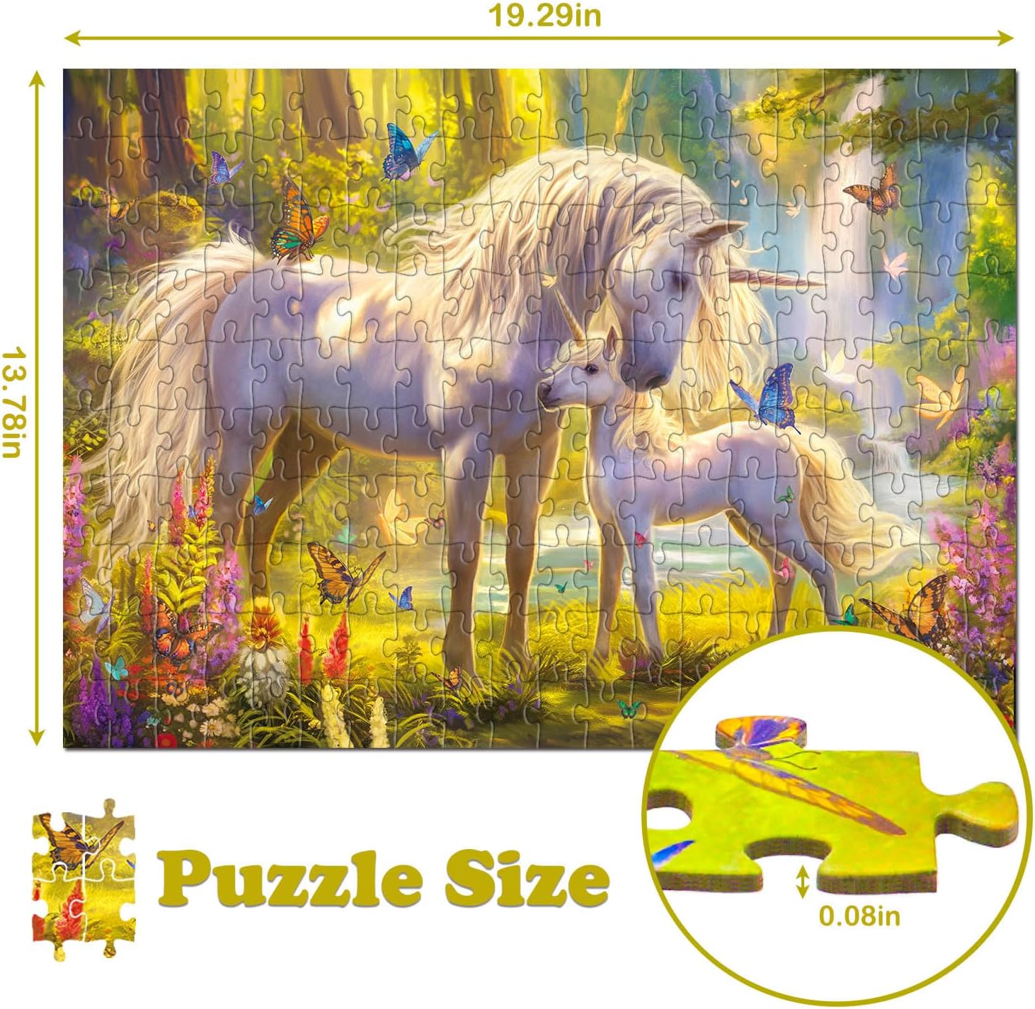 Puzzles for Kids Ages 6-8 8-10 - Unicorn and Foal, 200 Piece Puzzles for Kids, Learning Educational