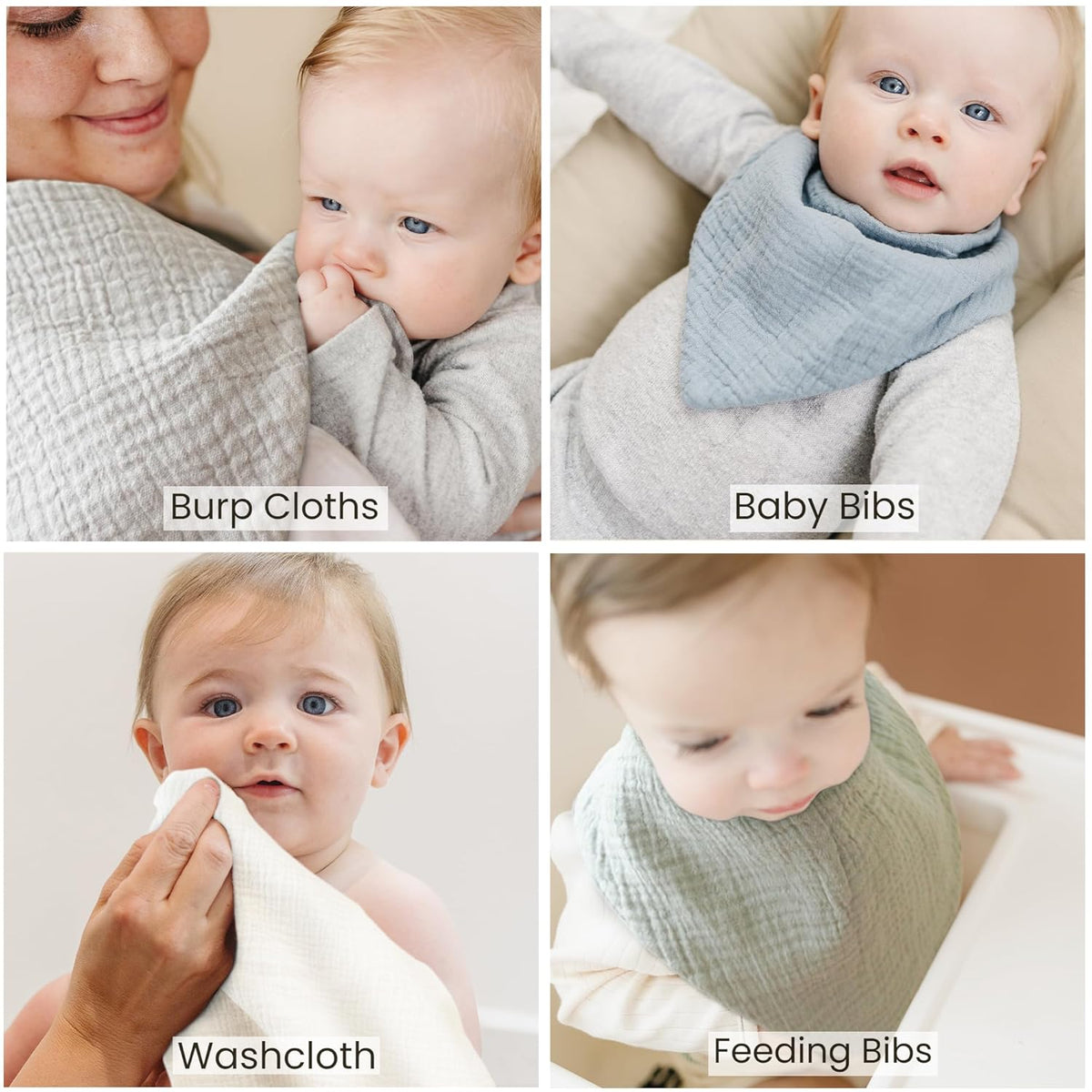 Konssy Muslin Baby Bibs 10 Pack Baby Bandana Drool Bibs 100% Cotton for Unisex Boys and Girls, Soft
