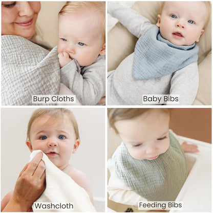 Konssy Muslin Baby Bibs 10 Pack Baby Bandana Drool Bibs 100% Cotton for Unisex Boys and Girls, Soft