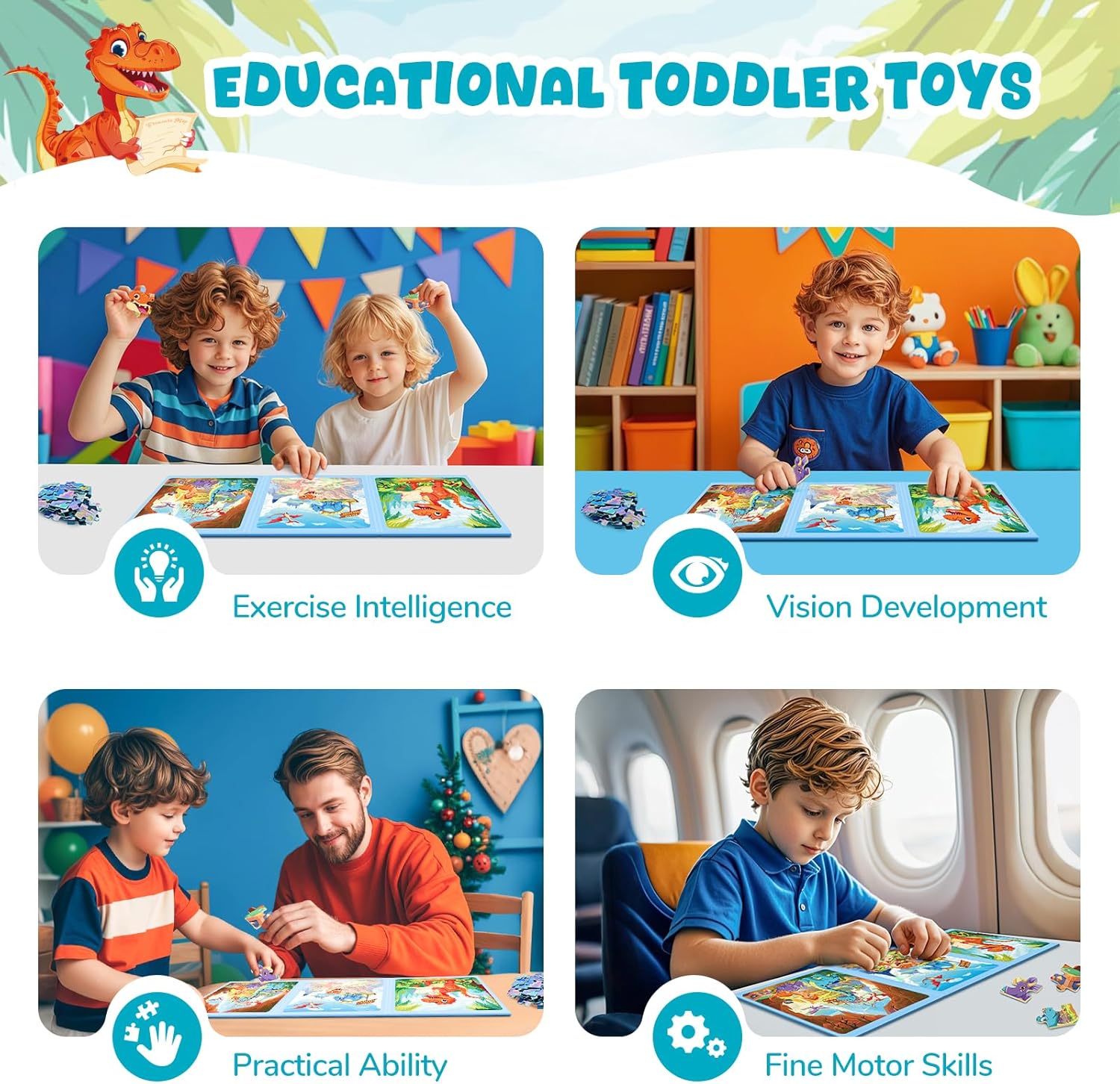Magnetic Jigsaw Puzzles for Toddlers Kids 3-8 Boys,(3 36-Pieces) Travel Puzzles Toys for Kids Ages
