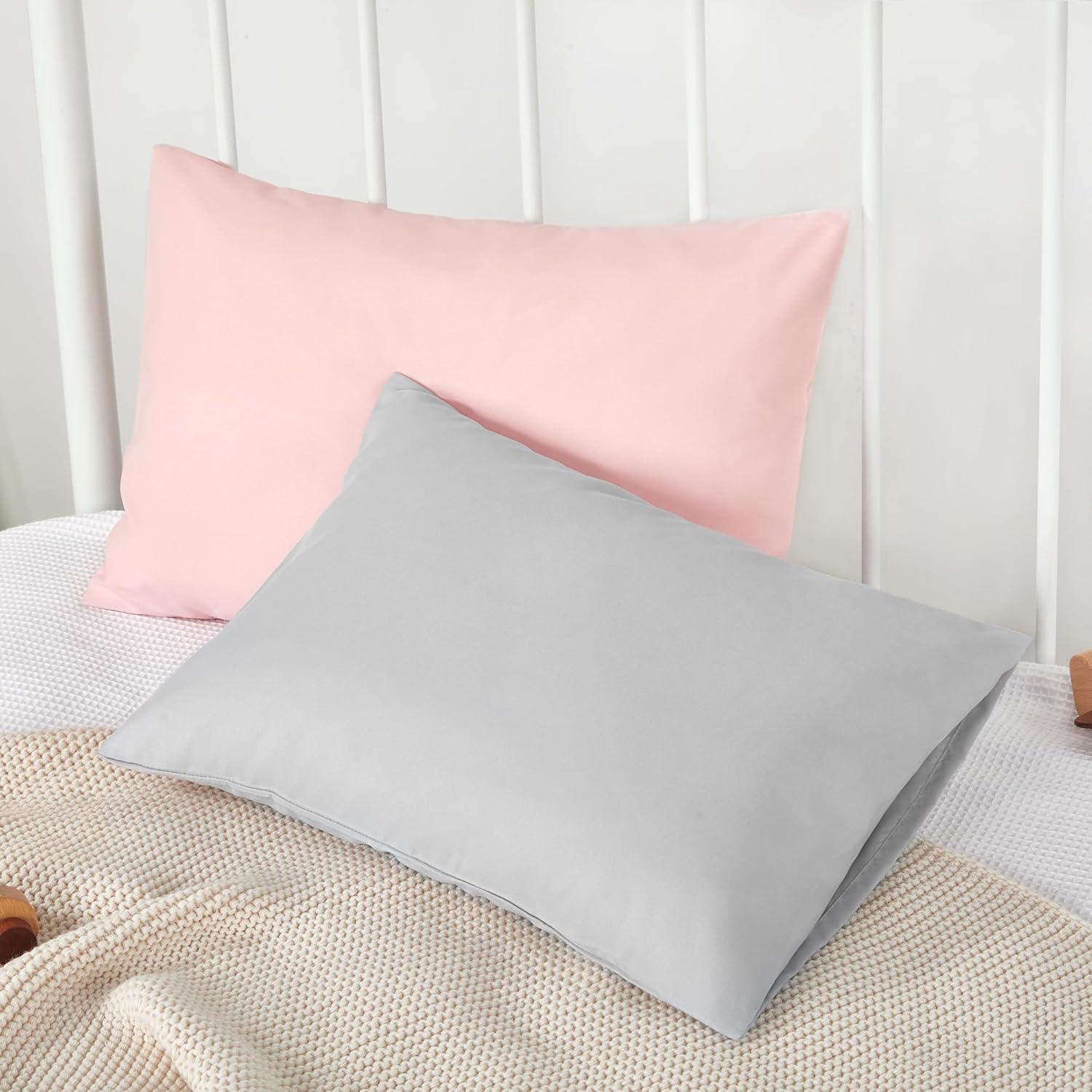 TILLYOU Toddler Pillowcase 2 Pack with Envelope Closure,13" x 18" Silky Soft Microfiber Travel Kids