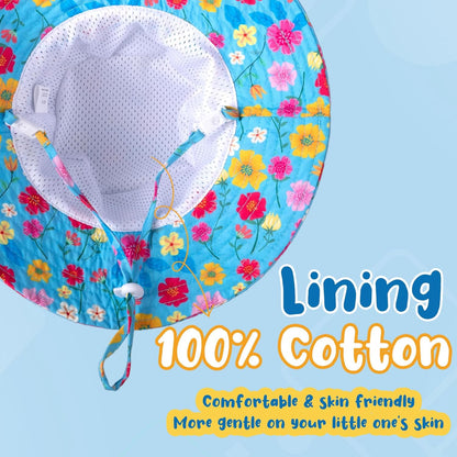 Baby Sun Hat Kids Summer UPF 50+ Toddler Bucket Hat Wide Brim Adjustable Beach Hats for Boys Girls