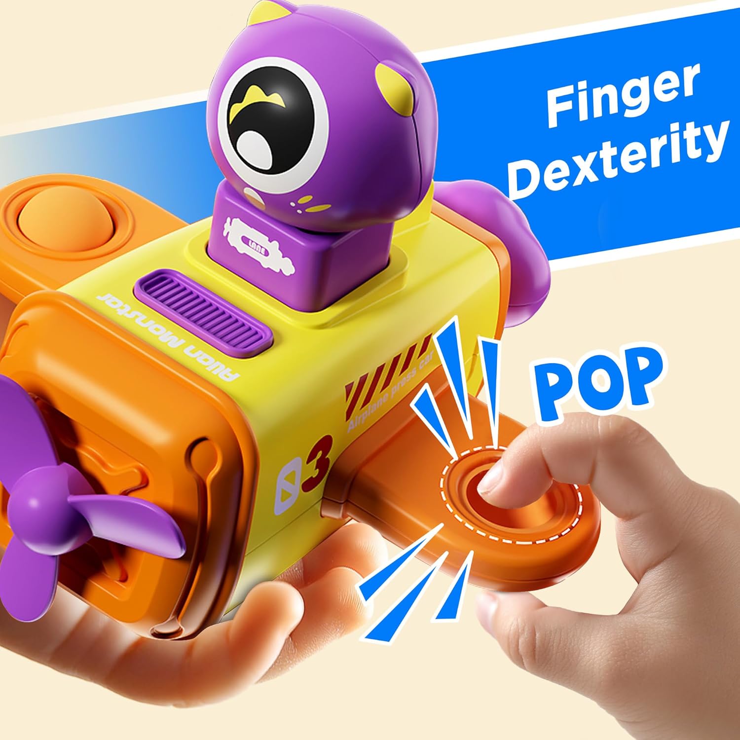 iPlay, iLearn Press to Go Car Toys for Toddlers 1-3, Baby Airplane Race Cars, Infant Push Go Play