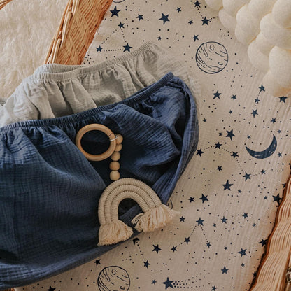 Gllquen Baby Muslin Bassinet Sheets 3 Pack, Breathable Elastic Cozy Fitted Cotton Bassinet Mattress