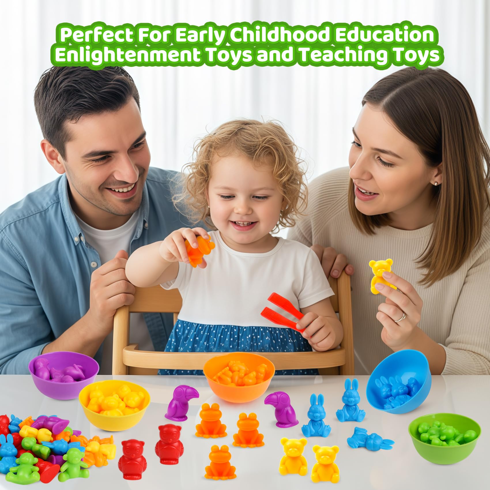 Counting Animals Color Sorting Matching Games with Sorting Bowls Montessori Sensory Early