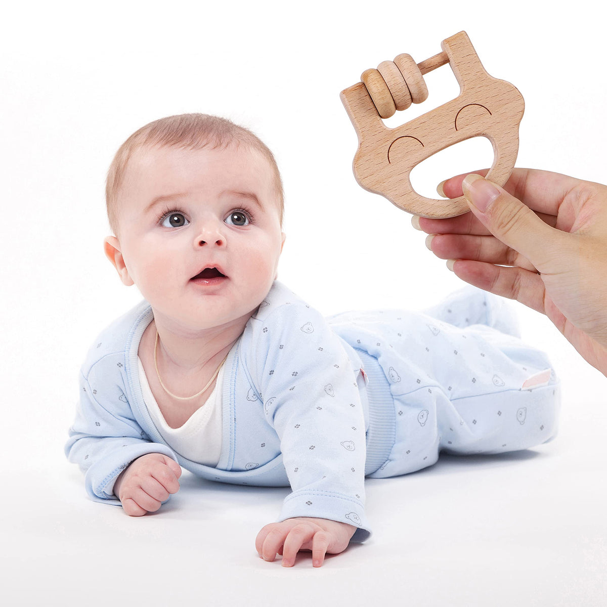 TOWO Wooden Baby Rattles Maracas, Musical Shaker Toy for Infants