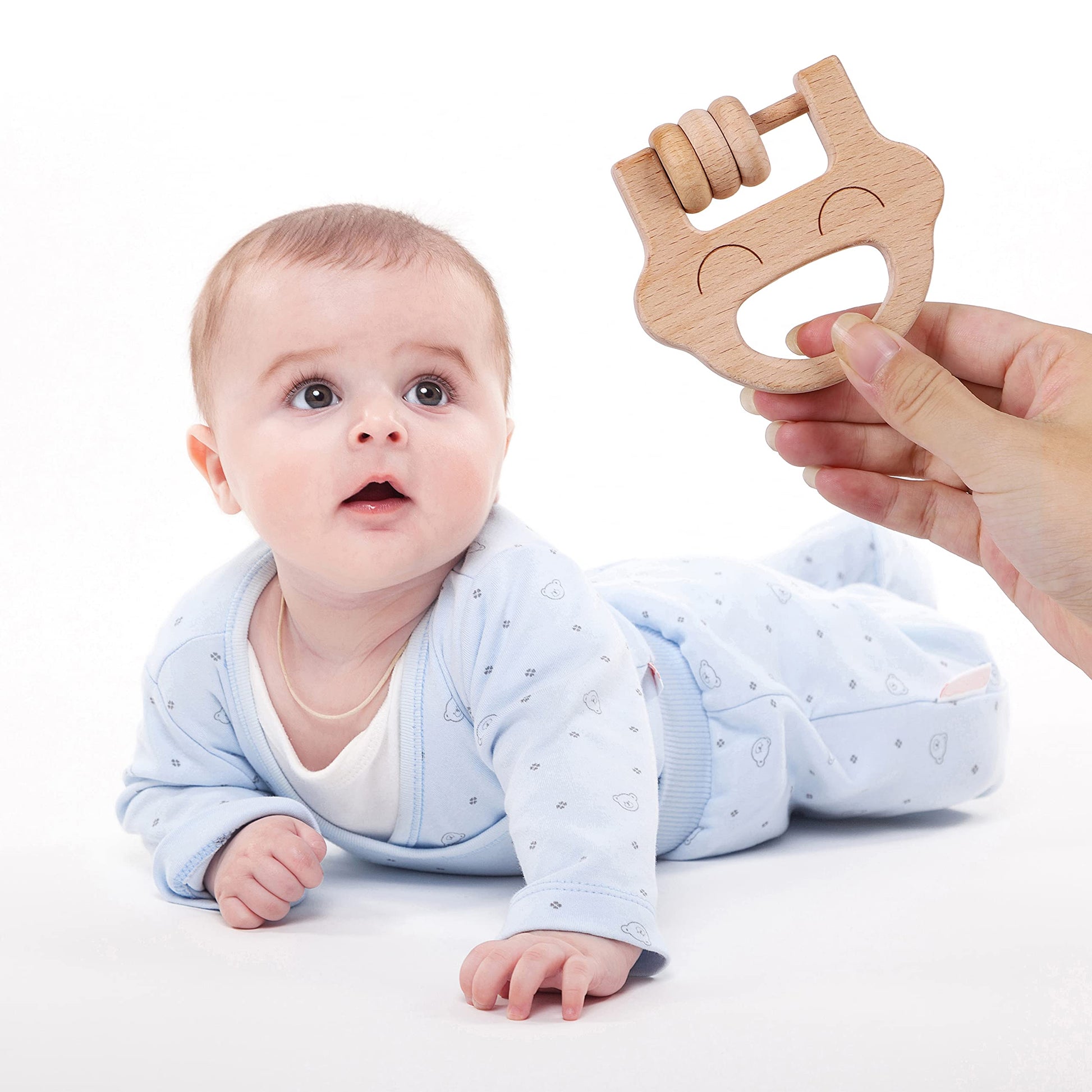 TOWO Wooden Baby Rattles Maracas, Musical Shaker Toy for Infants