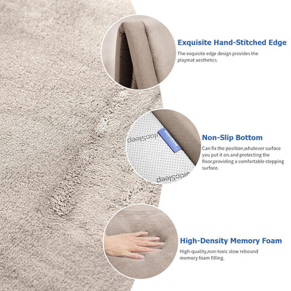 Baby Play Mat for Floor,1.3" Thick Memory Foam Tummy Time Mat,Soft Coral Velvet Nursery Rug,Extra