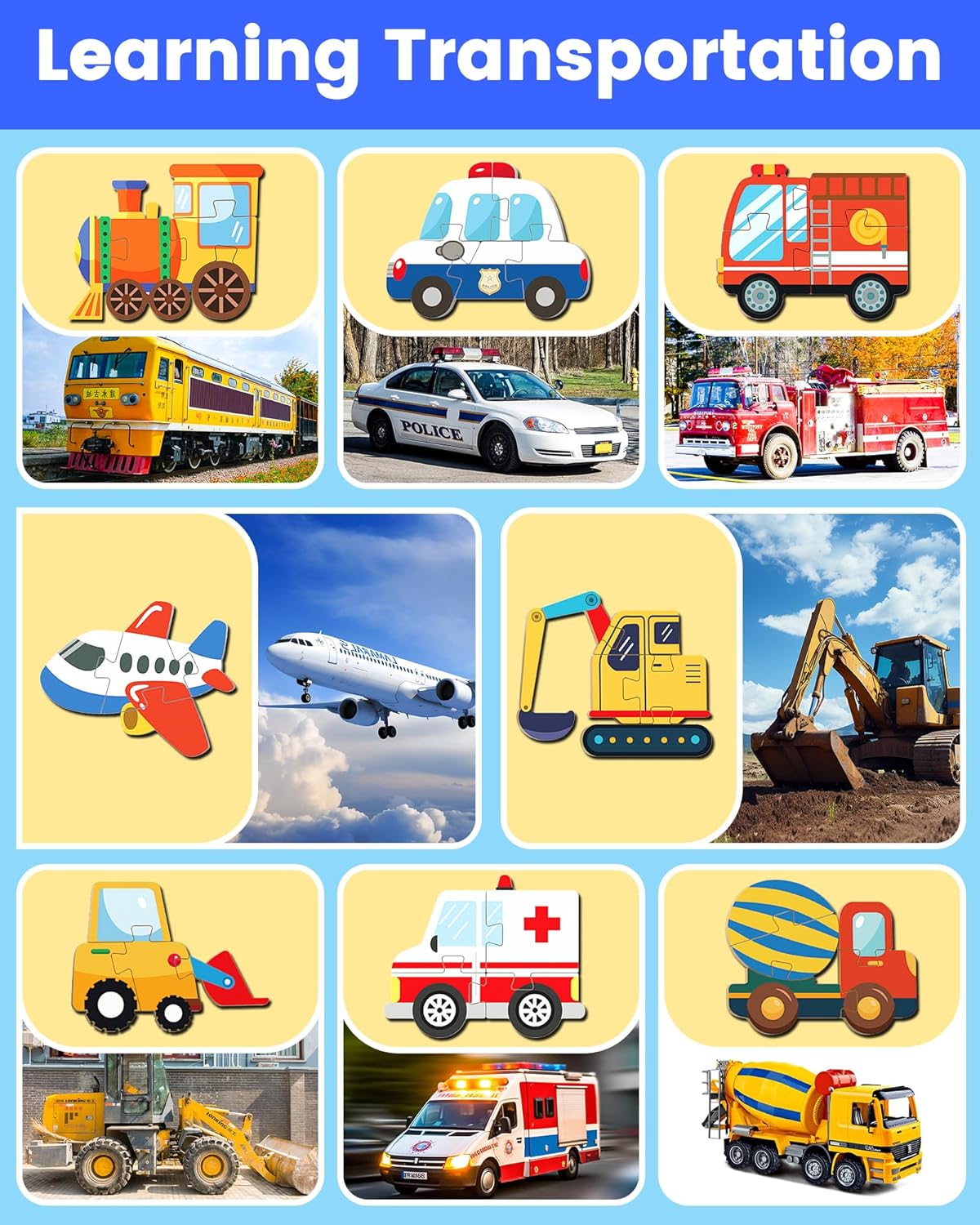 Benresive Wooden Toddler Puzzles, Montessori Toys for 1 2 3 Year Old Boys, Toys for 1 2 3 Year Old