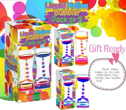 YUE MOTION Liquid Motion Bubbler Visual Sensory Toys, 2 Minute Liquid Timer– New Big Calming