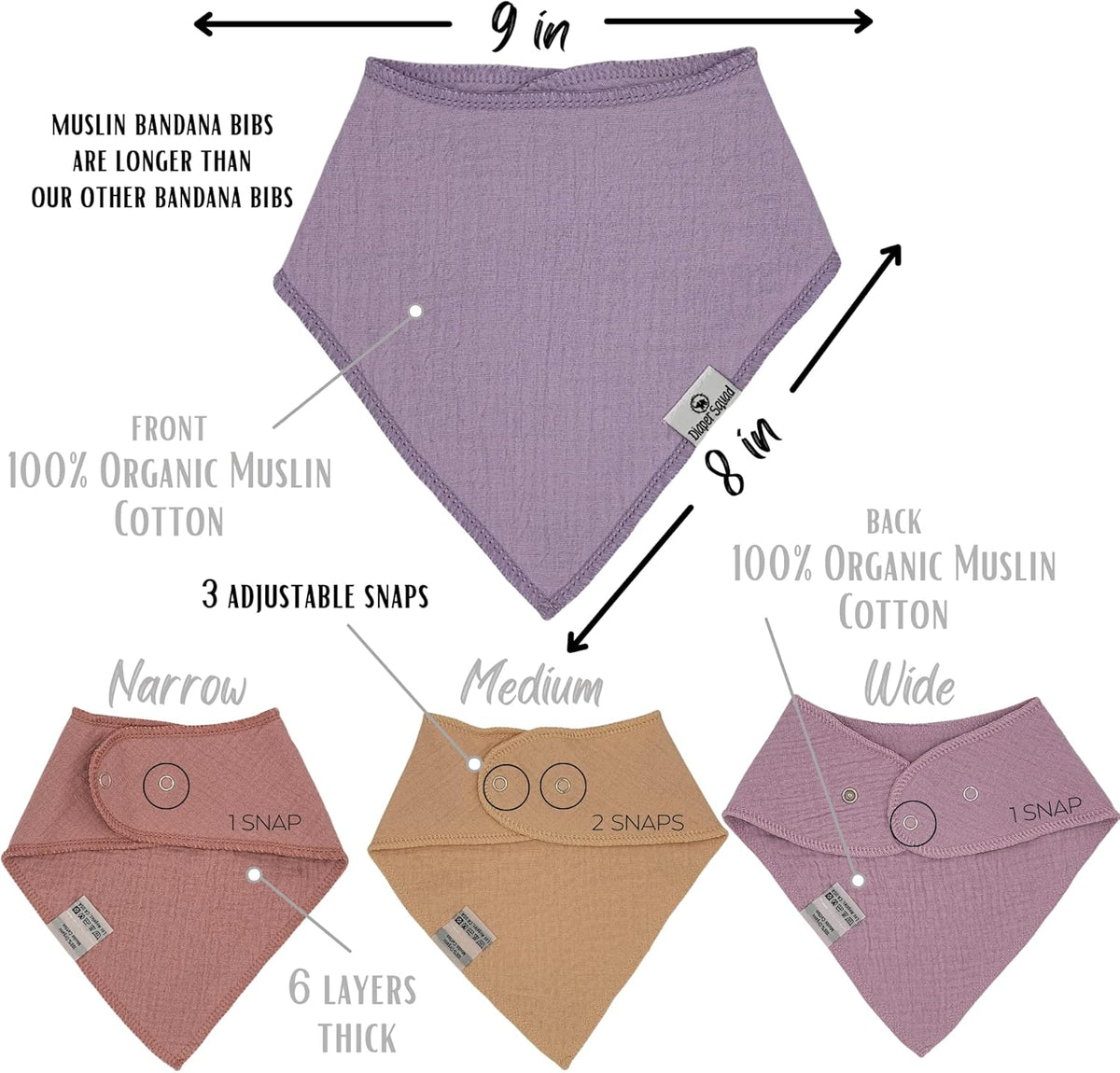 DiaperSquad's Baby Bibs for Drooling and Teething, Bibs for Boys, Baby Girl - Solid Cotton Baby