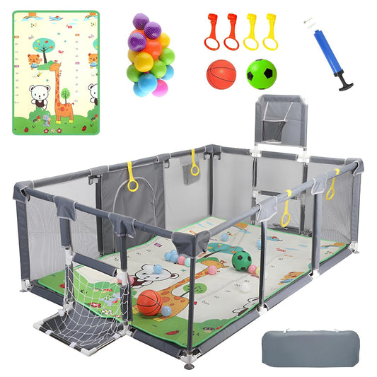 Upgrated Baby Playpen with Mat, Playpen for Babies and Toddlers, Large Playpen with Mat, Sport