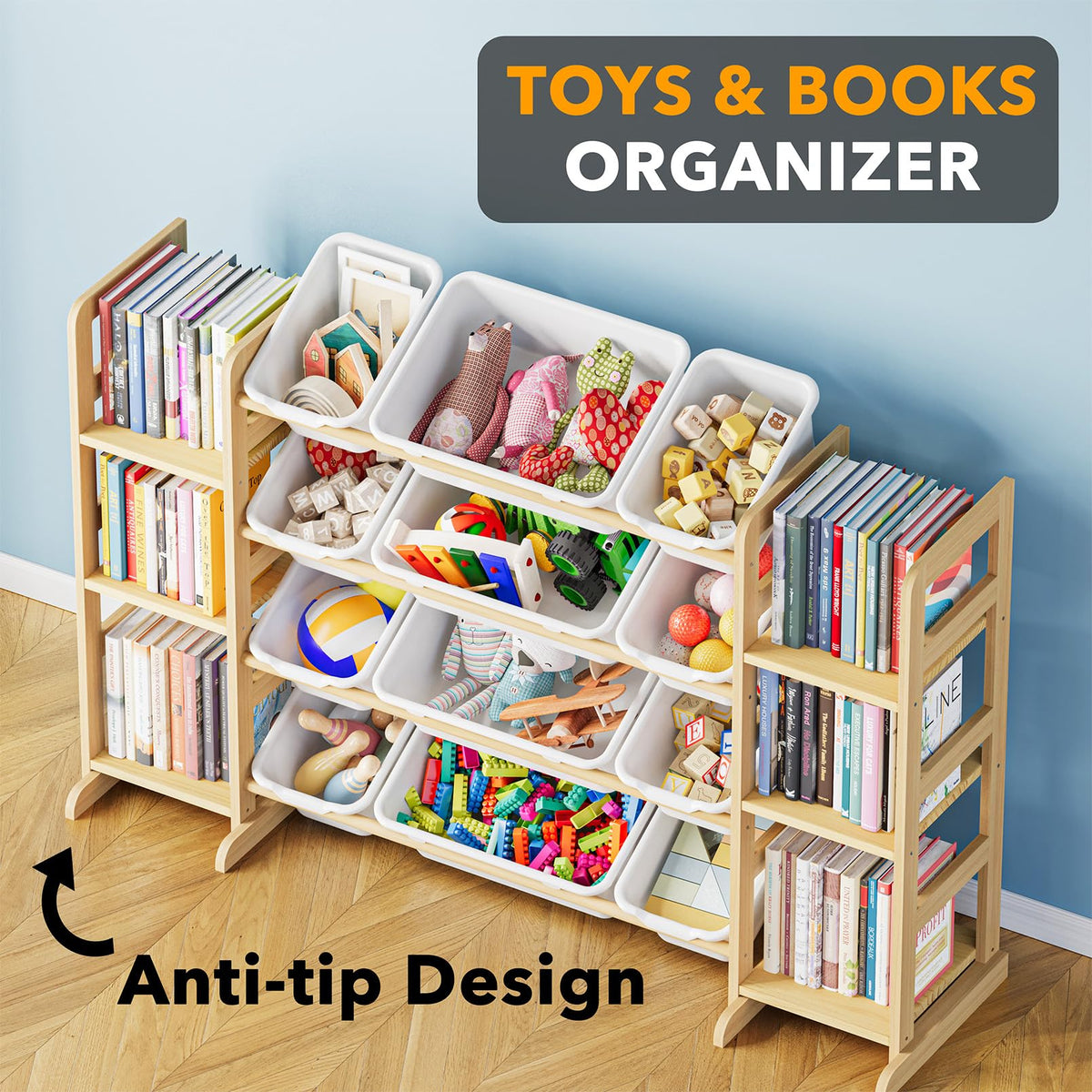 SpaceAid Toy Storage Organizer with 6 Shelves and 12 Bins, Bookshelf/Bookcase, Kids Bin Shelf, Toys