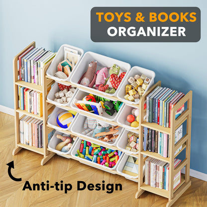 SpaceAid Toy Storage Organizer with 6 Shelves and 12 Bins, Bookshelf/Bookcase, Kids Bin Shelf, Toys