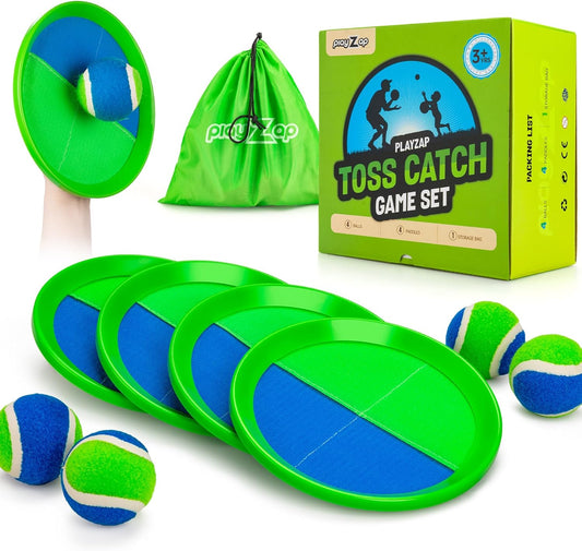 Toss and Catch Ball Set 4 Pack - Beach Toys Pool Toys Outdoor Games for Family Toddlers Kids Adults