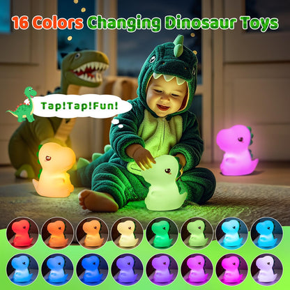 Dinosaur Toys for Kids 3-5, 16 Colors+Silicone+Dimmable+12 Hr Use Night Light for Kids Night Light