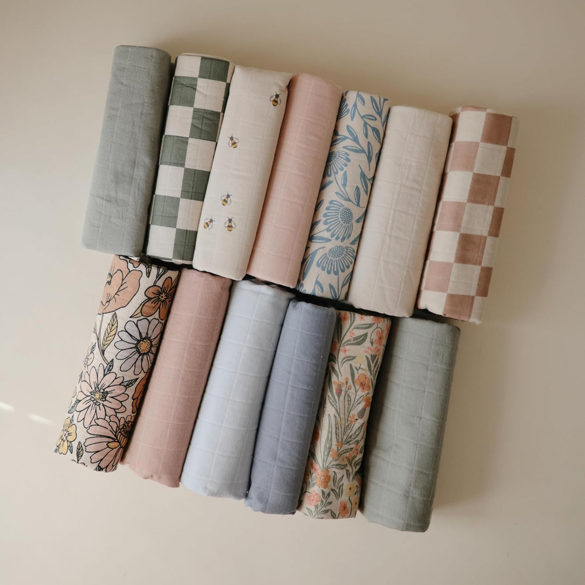 mushie Waterproof Changing Pad Liners | 100% Organic Cotton | Set of 3 (Bees Combo)