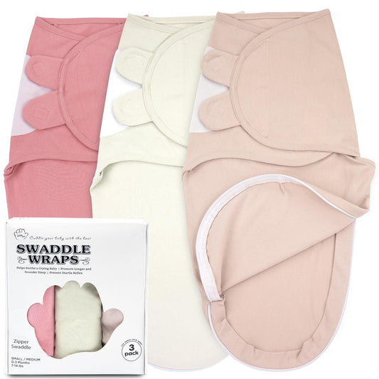 Bublo Baby Organic Swaddles for Newborns – Zipper Swaddles 0-3 Months, 3-Pack – Infant Sleep Sack
