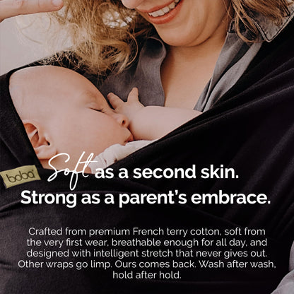 Boba Baby Wrap Carrier - Stretch Cotton Newborn Sling, Black