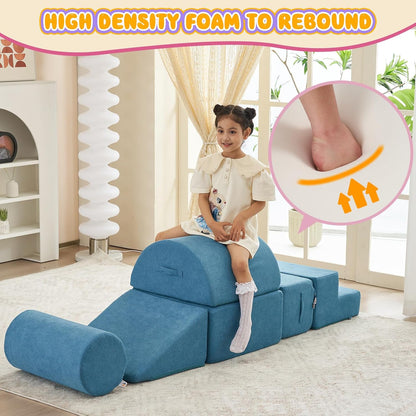Jela Foam Blocks - Soft Play Equipment with 6 Luxury Miss Fabric Climbing Blocks for Toddlers